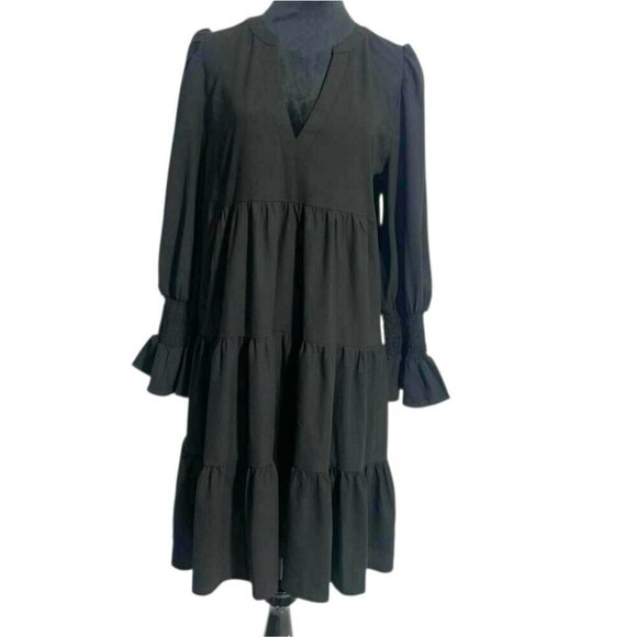 Tuckernuck Pomander Place Size Medium Black Dress Long Sleeve Crepe Kenzo - Picture 2 of 9